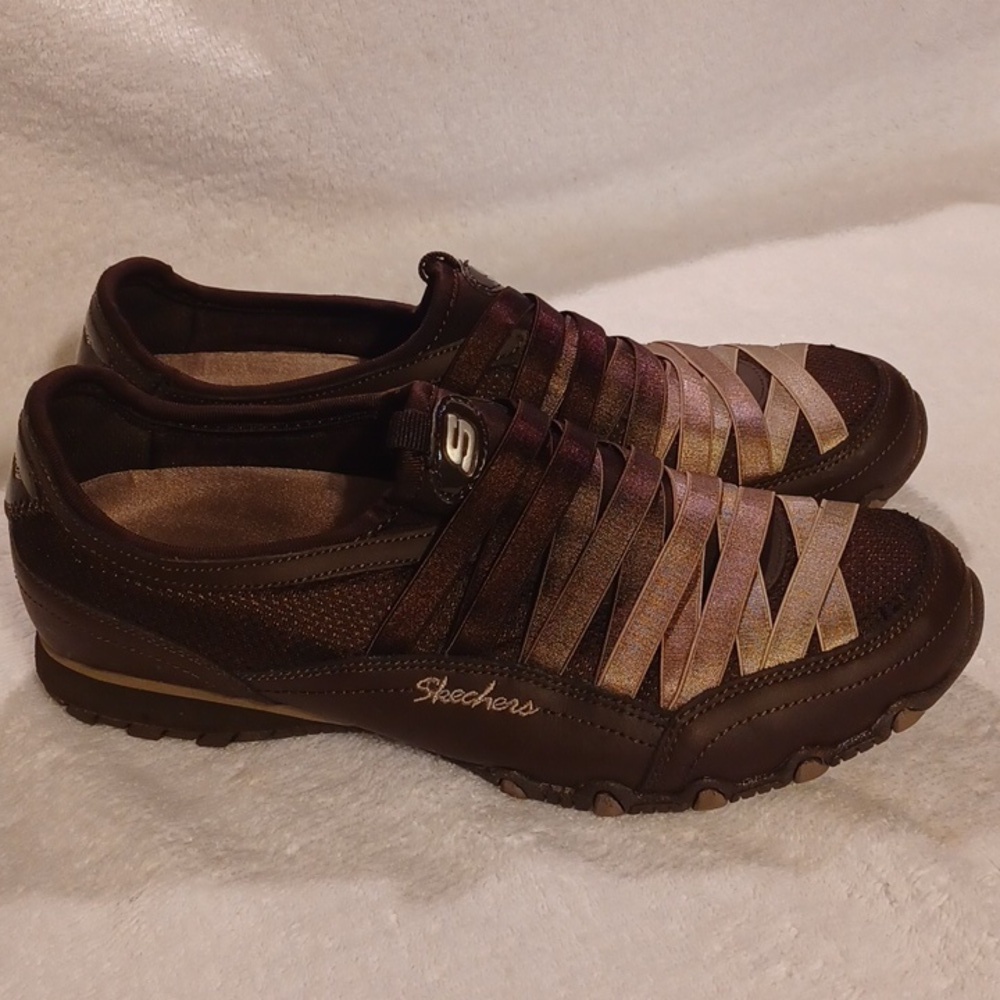 Skechers women's size 9.5 brown leather and textile - Picture 3 of 6
